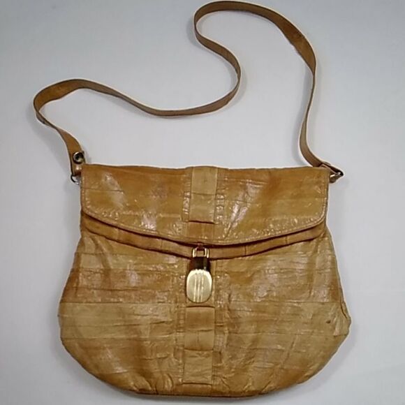 VTG, MADE IN KOREA GENUINE EEL SKIN LEATHER WOMAN BAG - Picture 1 of 16